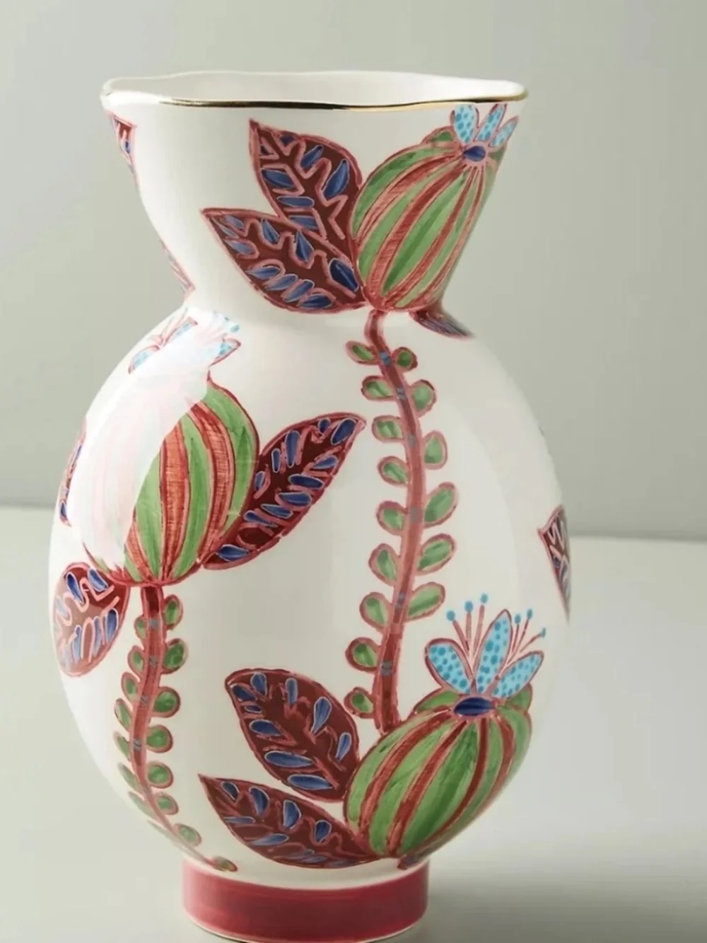 NIB Anthropologie Handpainted Elza Floral Vase